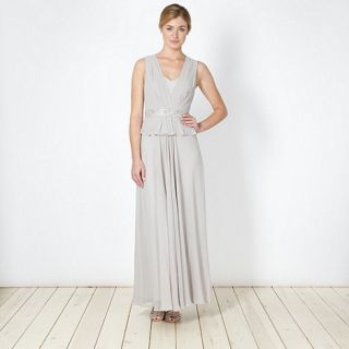 No. 1 Jenny Packham Designer light grey embellished peplum maxi dress
