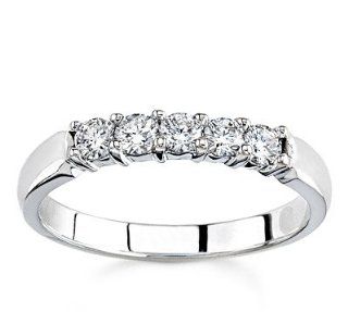 10k White Gold or Yellow Gold Five Stone Diamond Band (H/I2 I3, 1/3 ct. tw.) Jewelry
