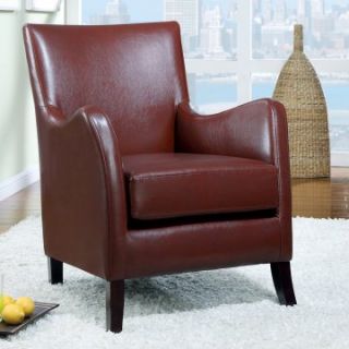 Aella Red Leather Accent Chair   Accent Chairs