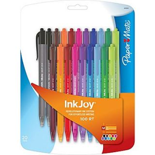 PaperMate, InkJoy 100RT, Retractable Ballpoint Pens, Medium Point, Assorted Ink Colors, 20/Pack  Make More Happen at