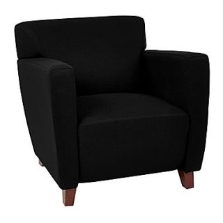 Office Star OSP Designs 30 3/4(H) Fabric Club Chair With Cherry Finish Legs, Black  Make More Happen at