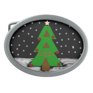 Christmas Tree Night Belt Buckle
