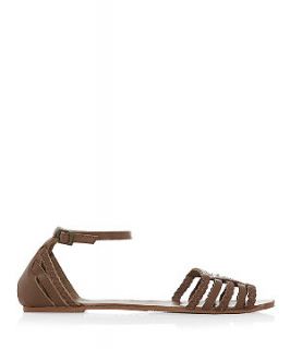 Tan Leather Two Part Grecian Open Toe Sandals