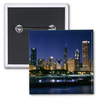 Skyline of Downtown Chicago at night Pin