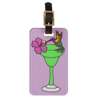 Funny Hummingbird and Hibiscus on Margarita Drink Bag Tag