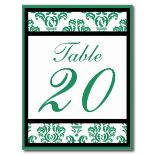 Damask Border Table Numbers (Black/Green/White) Post Card