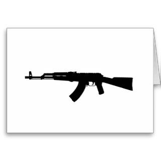 AK 47 Silhouette Greeting Cards