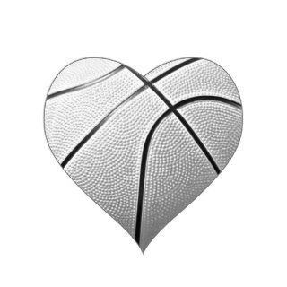 Black & White Basketball Heart Sticker