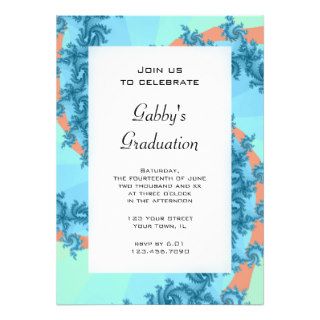 Blue Paisley Graduation Party Invitation