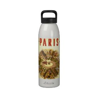 Vintage Travel, Arc de Triomphe Paris France Water Bottle