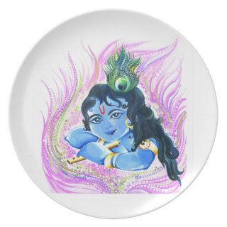 Creative Abstract of Lord Krishna Plate