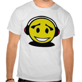 Yellow smiley face wearing headphones t shirts