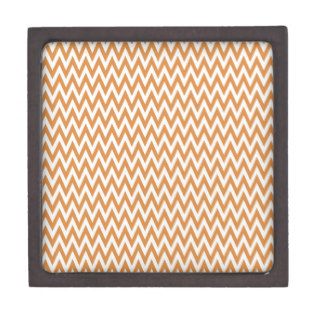Orange and White Chevron Zig Zag Stripes Pattern Premium Keepsake Boxes