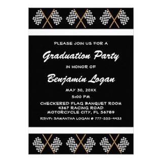 Checkered Flag Racing Sport 2014 Graduation Party Personalized Invite