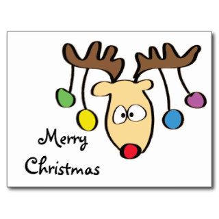 Christmas Cute Cartoon Red Nose Reindeer Post Card