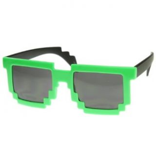 Retro Novelty Nerd Geek Gamer Colorful 2 Tone Pixel Glasses
(Green with Black finish ) Clothing