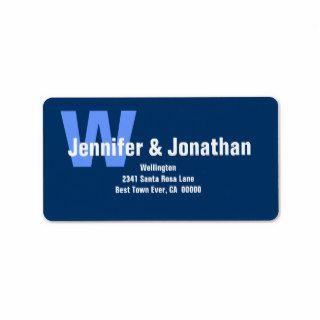 Blue and White Modern Custom Address Label