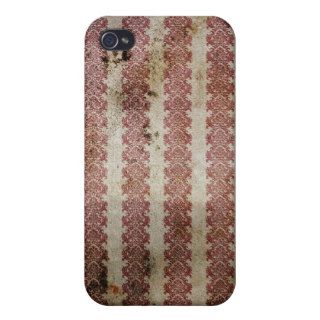 Vintage Red Striped Damask Pattern Background iPhone 4/4S Case