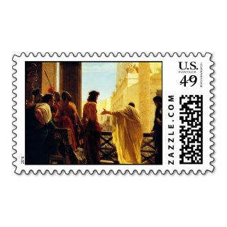 Pontius Pilate presenting a scourged Jesus to Jeru Postage Stamps