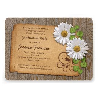 Rustic White Yellow Daisy Country Graduation Party Invites