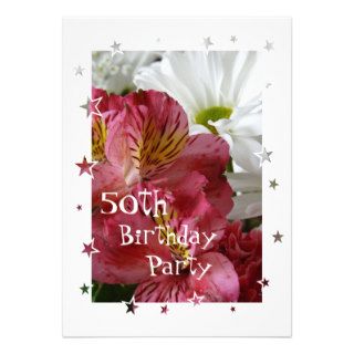50th Birthday Party Pretty Floral customize Custom Announcement