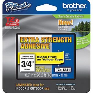 Brother TZe S641CS P Touch Label Tape, 3/4 Black on Yellow with Extra Strength Adhesive  Make More Happen at