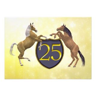 25 years old birthday party rearing horses custom invites