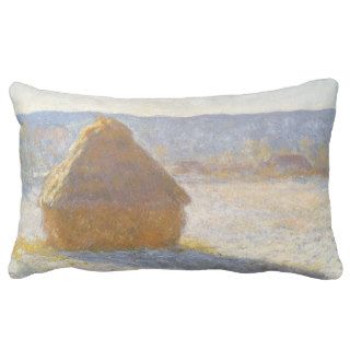 Grainstack in Morning, Snow Effect by Claude Monet Pillow