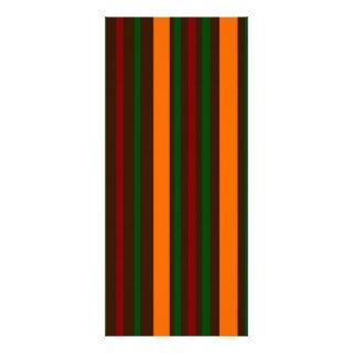 Brown orange green and red stripes rack card