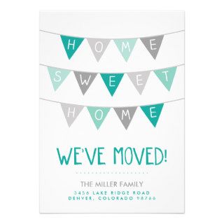 Cute Bunting and Stripes Moving Announcement