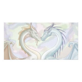 Romantic Dragon Couple Forming Heart Picture Card