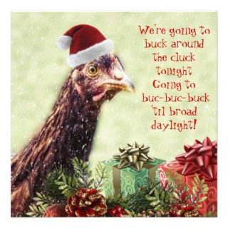 Poultry Farm Santa Chicken Christmas Party Invite