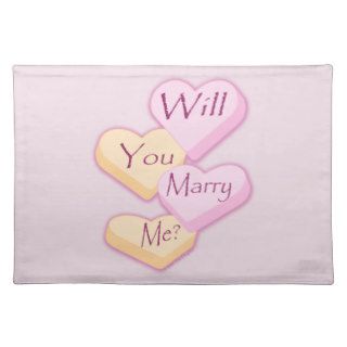 Will You Marry Me Candy Hearts Marriage Proposa Place Mat