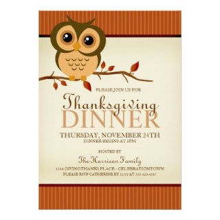 Autumn Owl Thanksgiving Dinner Invitations