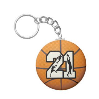 Number 21 Basketball Keychains