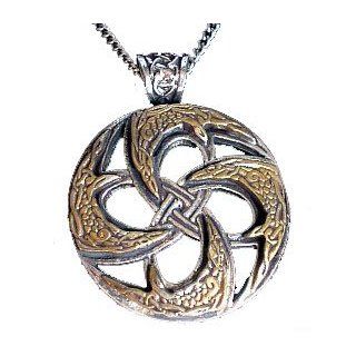 Silver Tone Celtic Viking Fylfot Sun Strength, Might, and Will Amulet Pendant Necklace Jewelry