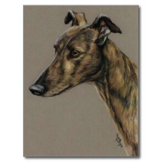 "Brindle Greyhound" Dog Art Postcard