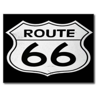 Historic Route 66 Sign   Black / White Postcard