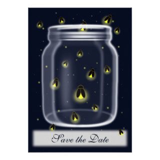 magical fireflies mason jar wedding save the date personalized announcement