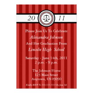 Stripes Law School Graduation Invitations (Maroon)