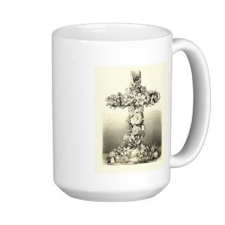 Vintage Easter Floral Christian Cross 1869 Mug