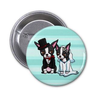 Boston Terrier Bride and Groom Pinback Buttons
