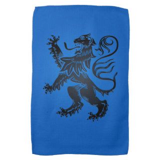 Lion Rampant Design, Intricate Blue and Black Towels