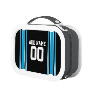 Black Blue Football Jersey Custom Name Number Lunch Box
