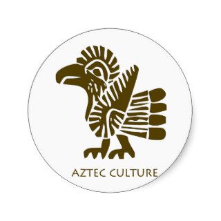 ¡Pájaro azteca de la cultura ¡Arte antiguo fresco Etiqueta Redonda de