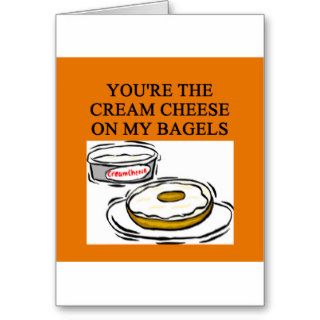 cream cheese and bagels greeting cards