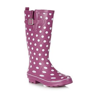 Mantaray Dark pink spotted wellington boots