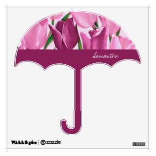 Custom Name Spring Tulip Umbrella Wall Decal