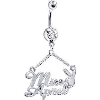 Miss April Playboy Bunny Birthstone Belly Ring Belly Button Piercing Rings Jewelry