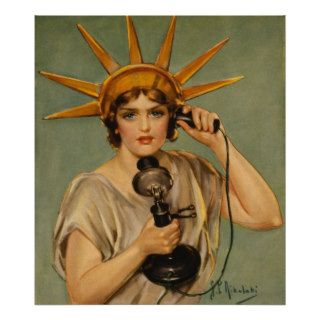 Vintage Statue of Liberty WWI Patriotic War Ad Posters